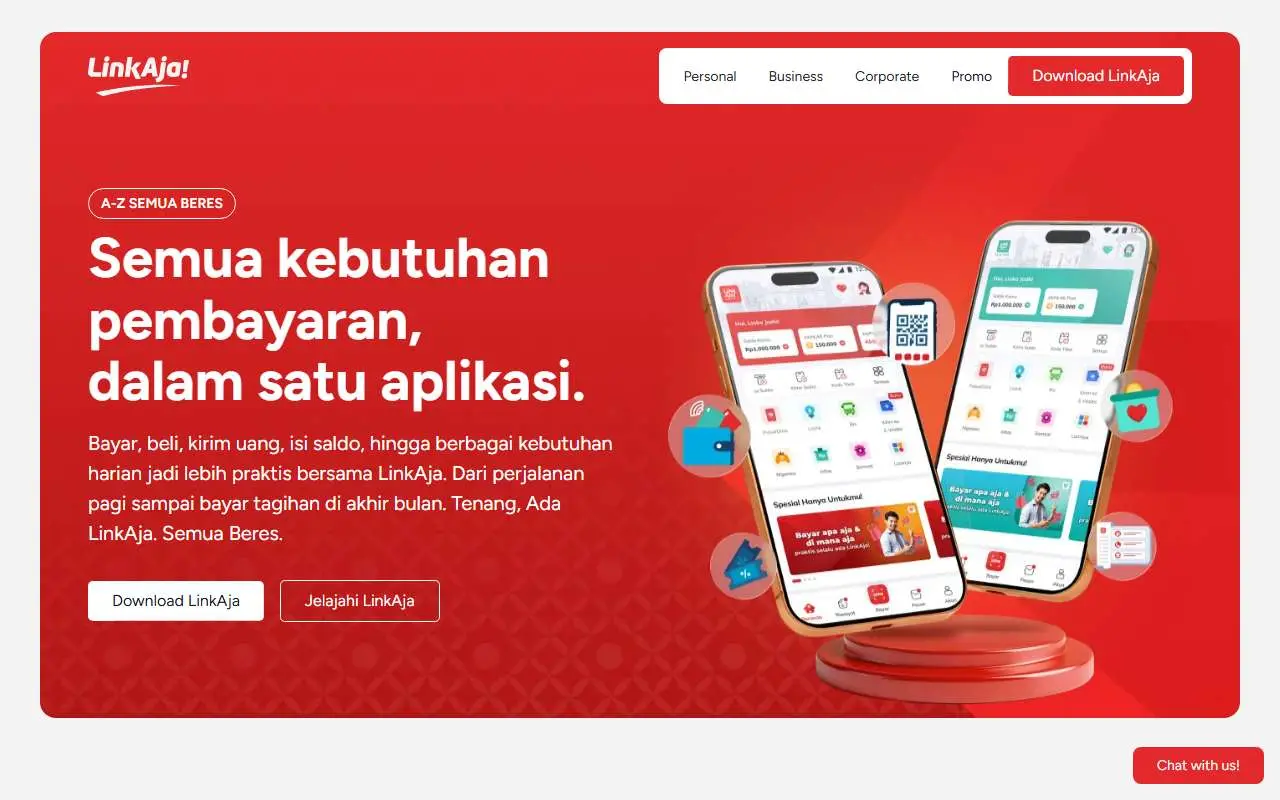 Tampilan website resmi LinkAja (linkaja.id)