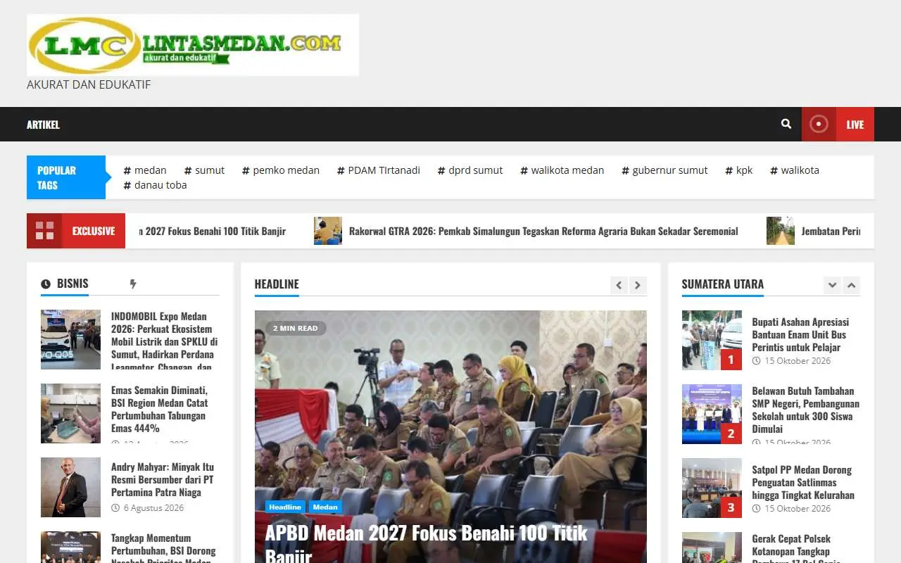 Tampilan website resmi Lintasmedan (lintasmedan.com)