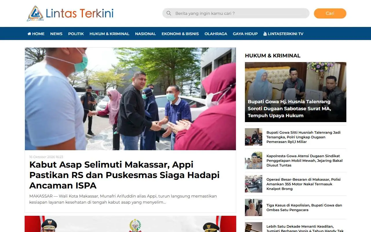 Tampilan website resmi Lintas Terkini (lintasterkini.com)