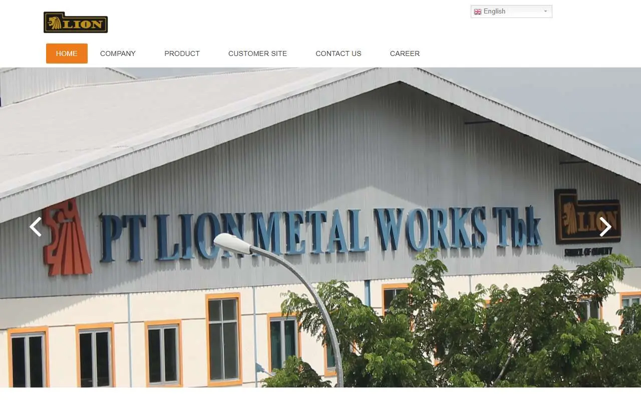 Tampilan website resmi Lion Metal Works (lionmetal.co.id)