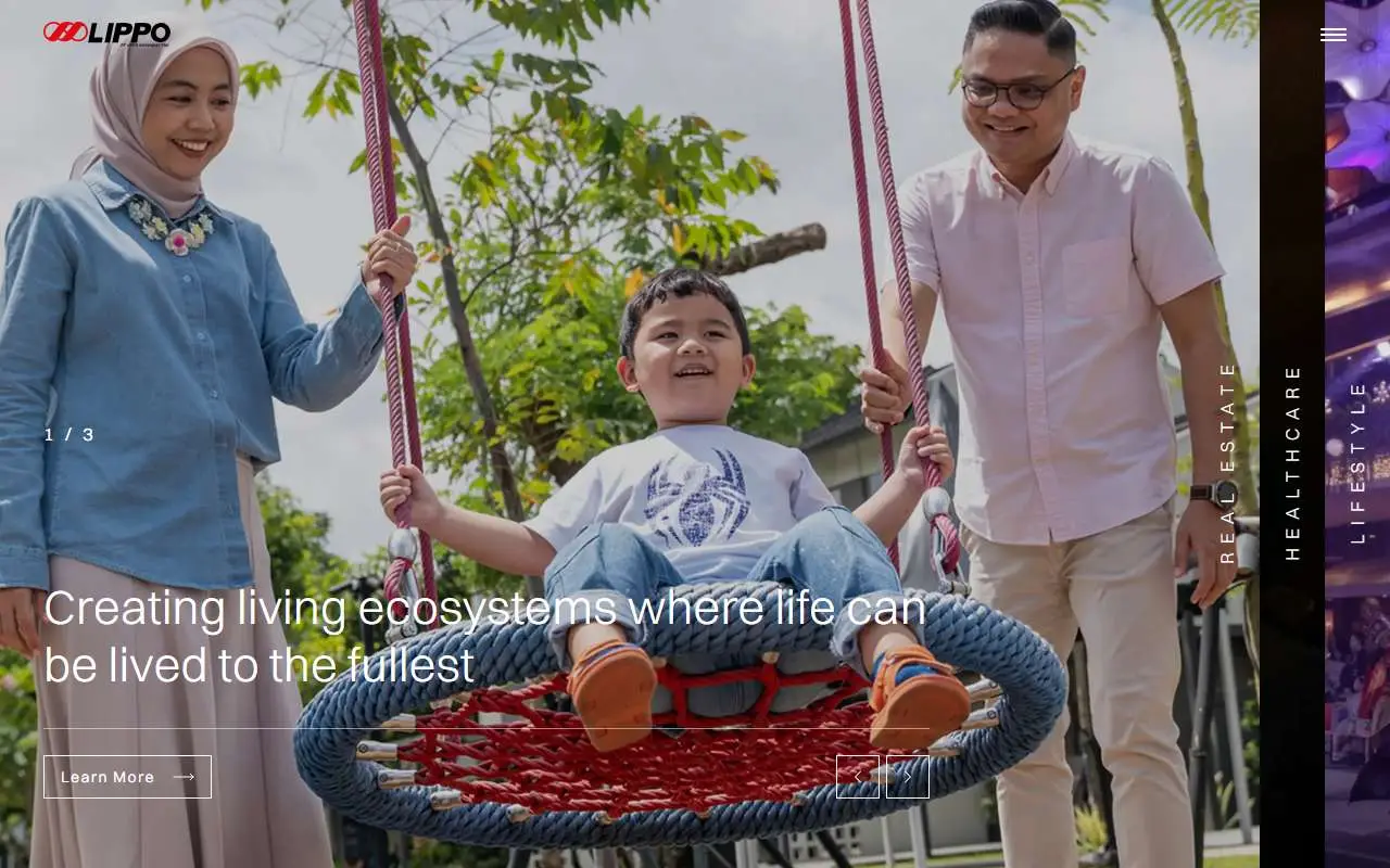 Tampilan website resmi Lippo Karawaci (lippokarawaci.co.id)