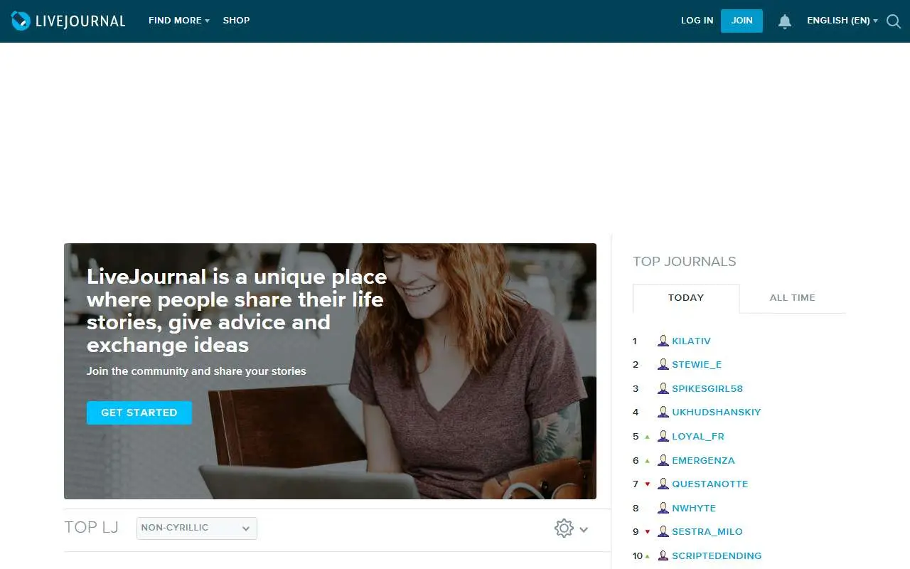 Tampilan website resmi LiveJournal (livejournal.com)