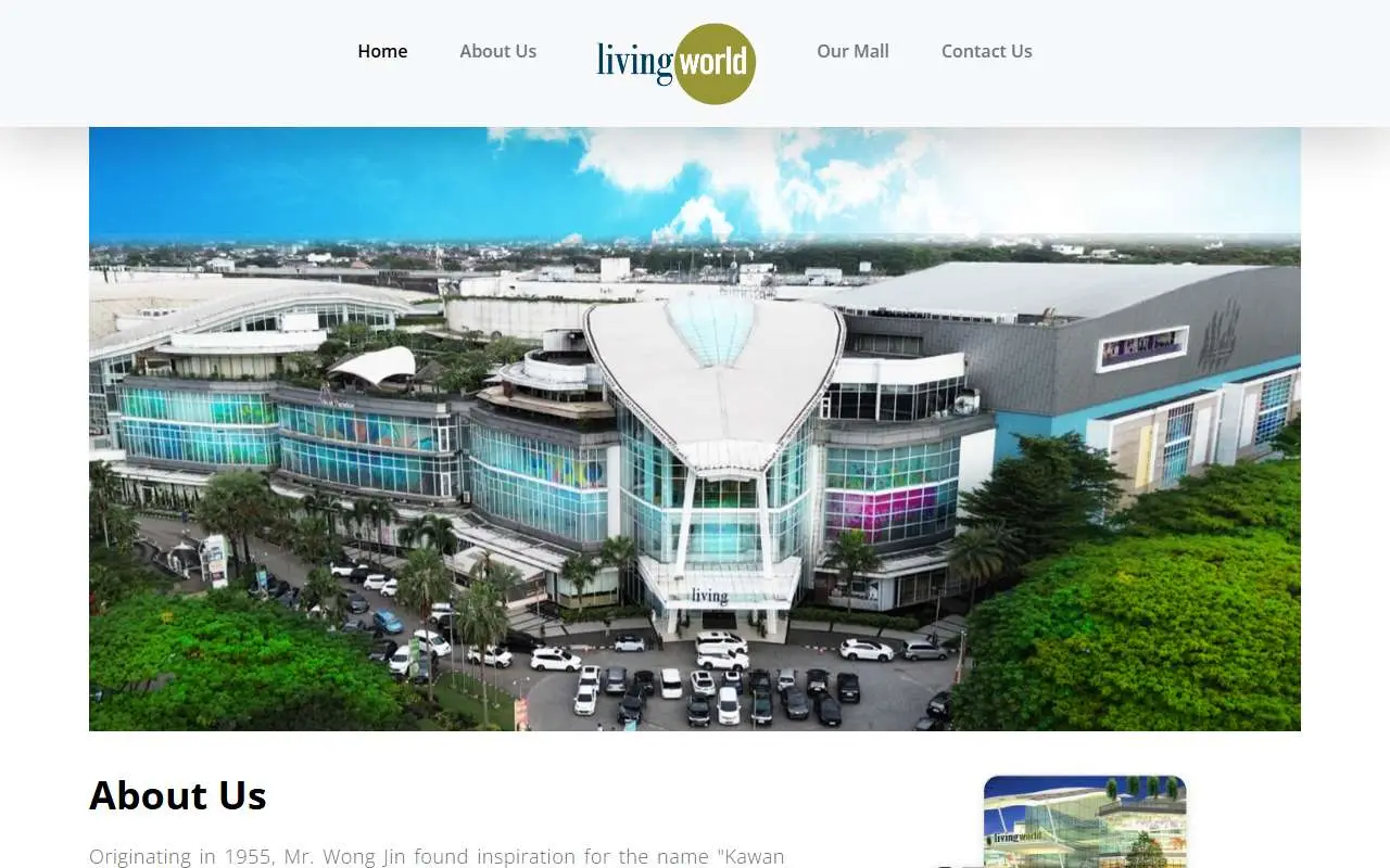 Tampilan website resmi Living Plaza (livingworld.co.id)