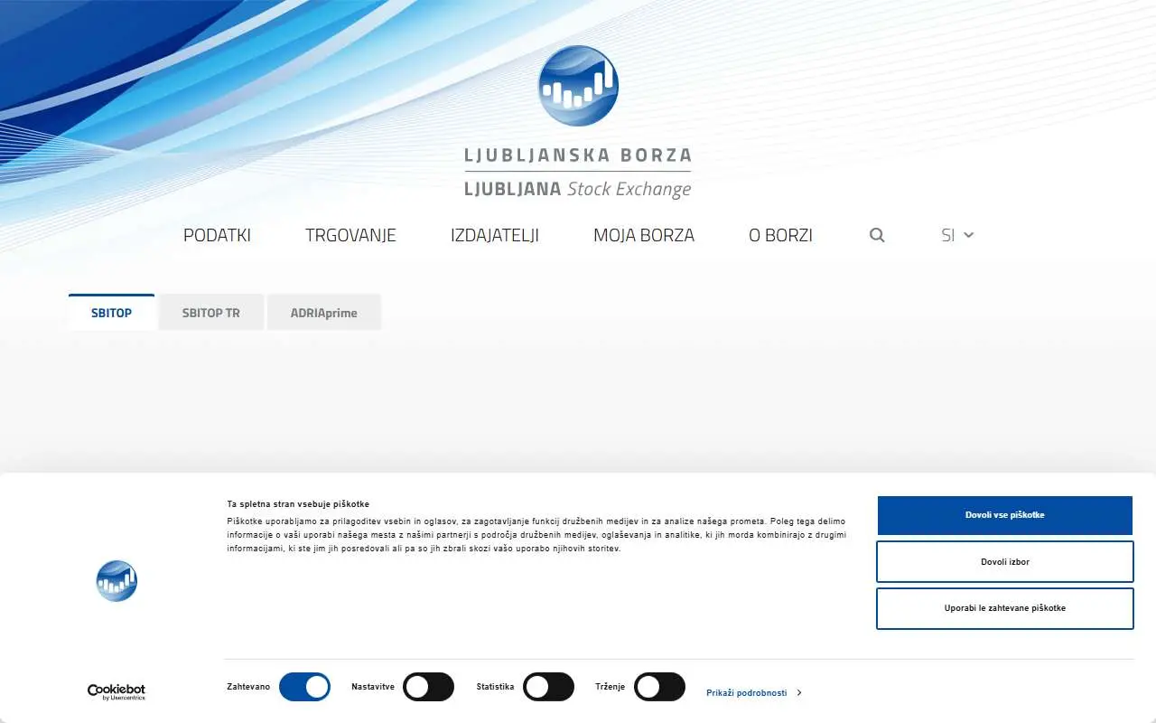 Tampilan website resmi Ljubljana Stock Exchange (ljse.si)