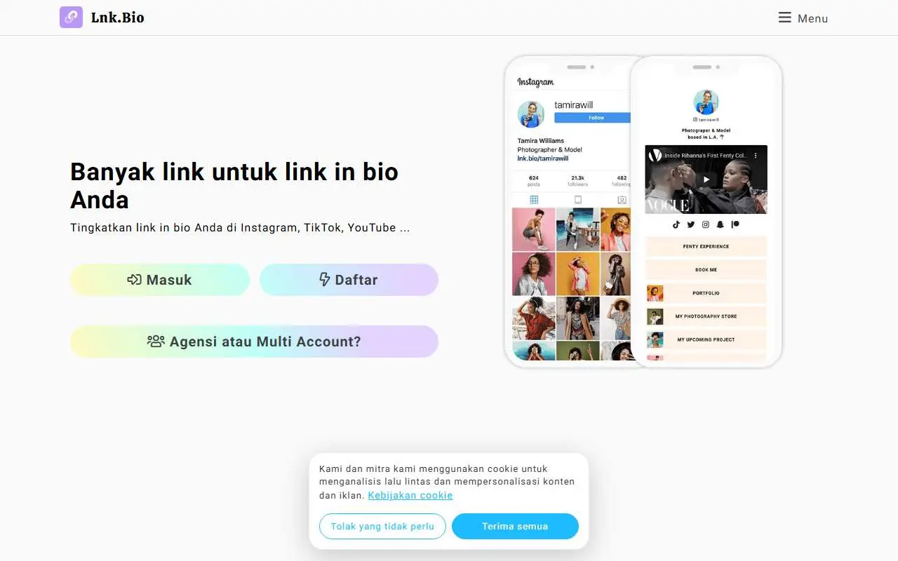 Tampilan website resmi Lnk.Bio (lnk.bio)