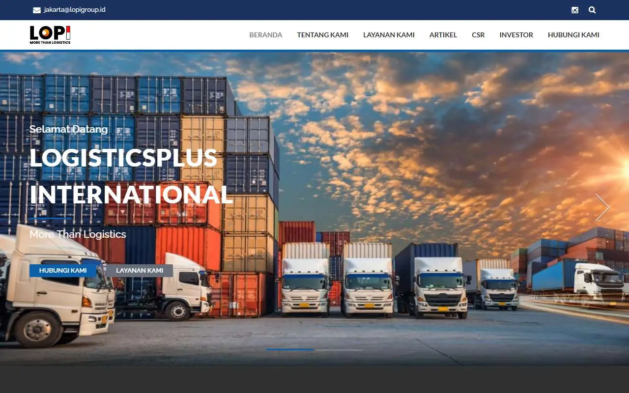 Tampilan website resmi Logisticsplus International (logisticsplus.co.id)