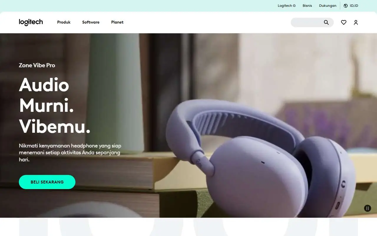Tampilan website resmi Logitech (logitech.com)