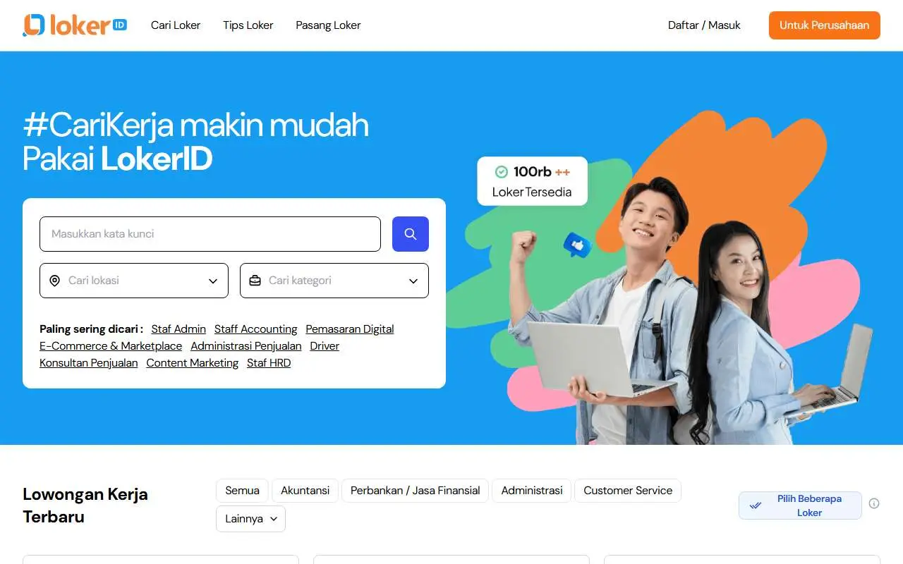 Tampilan website resmi Loker.id (loker.id)