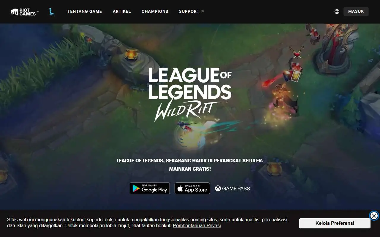 Tampilan website resmi Wild Rift (wildrift.leagueoflegends.com)