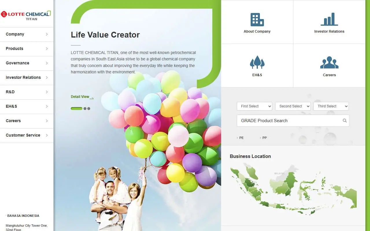 Tampilan website resmi Lotte Chemical Titan (lottechem.co.id)