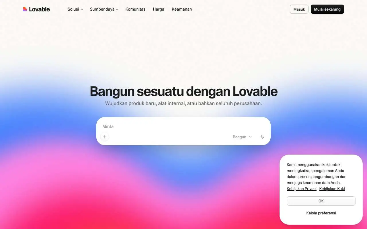 Tampilan website resmi Lovable (lovable.dev)