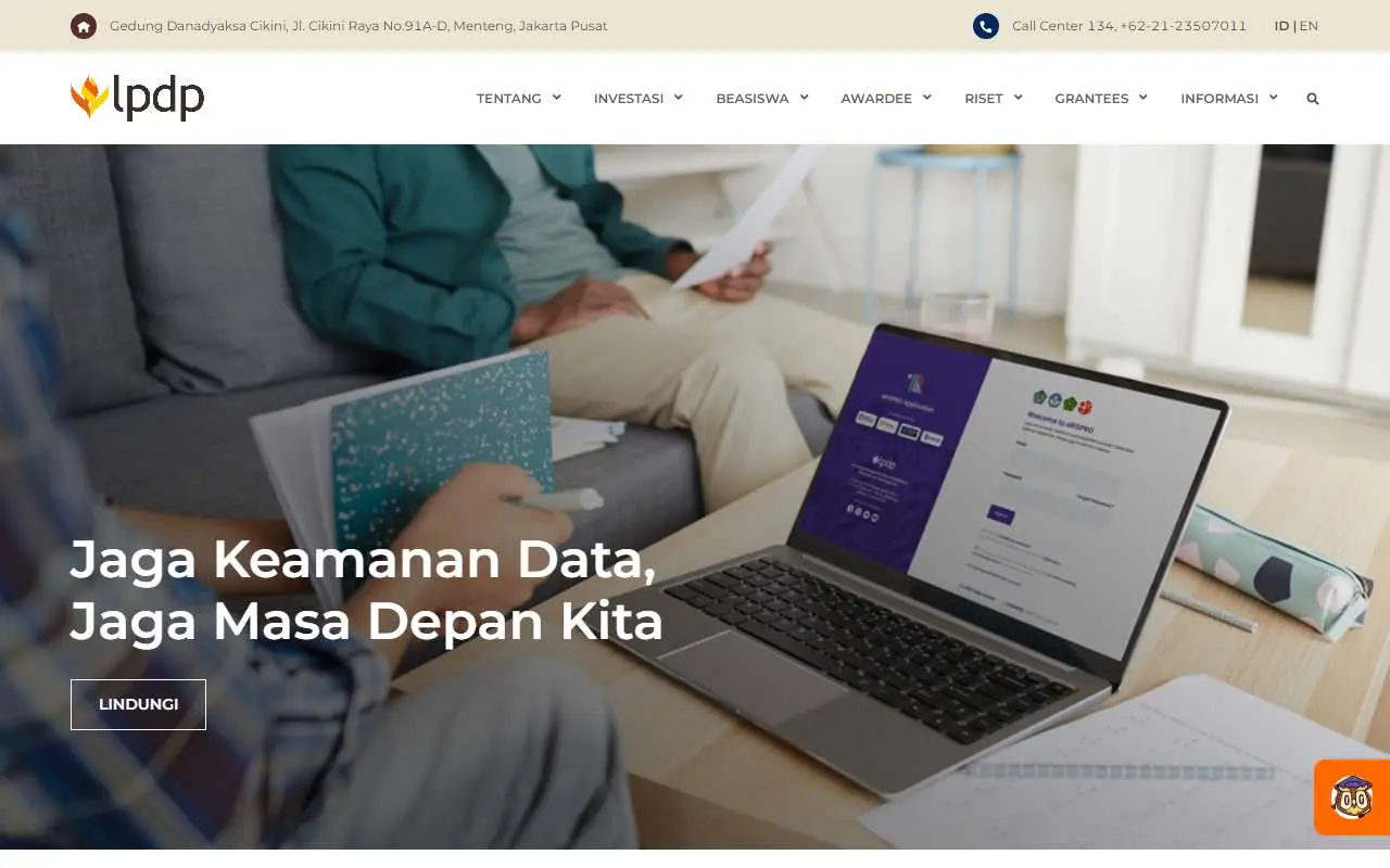 Tampilan website resmi LPDP (lpdp.kemenkeu.go.id)
