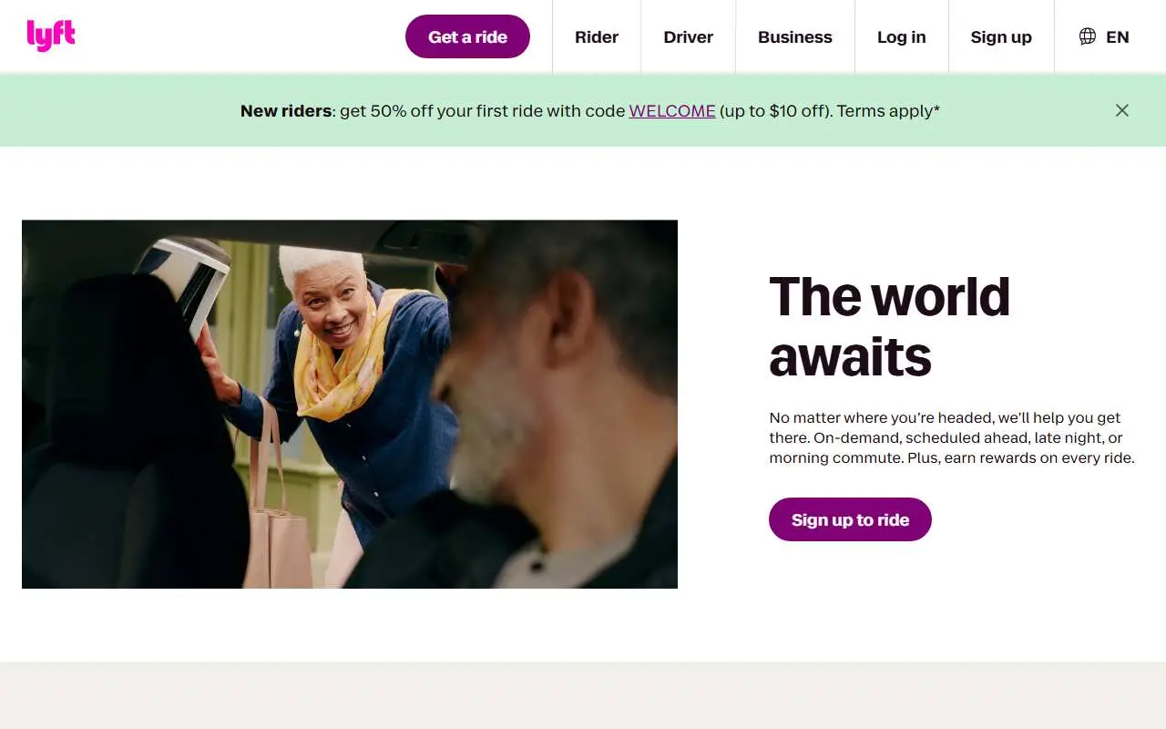 Tampilan website resmi Lyft (lyft.com)
