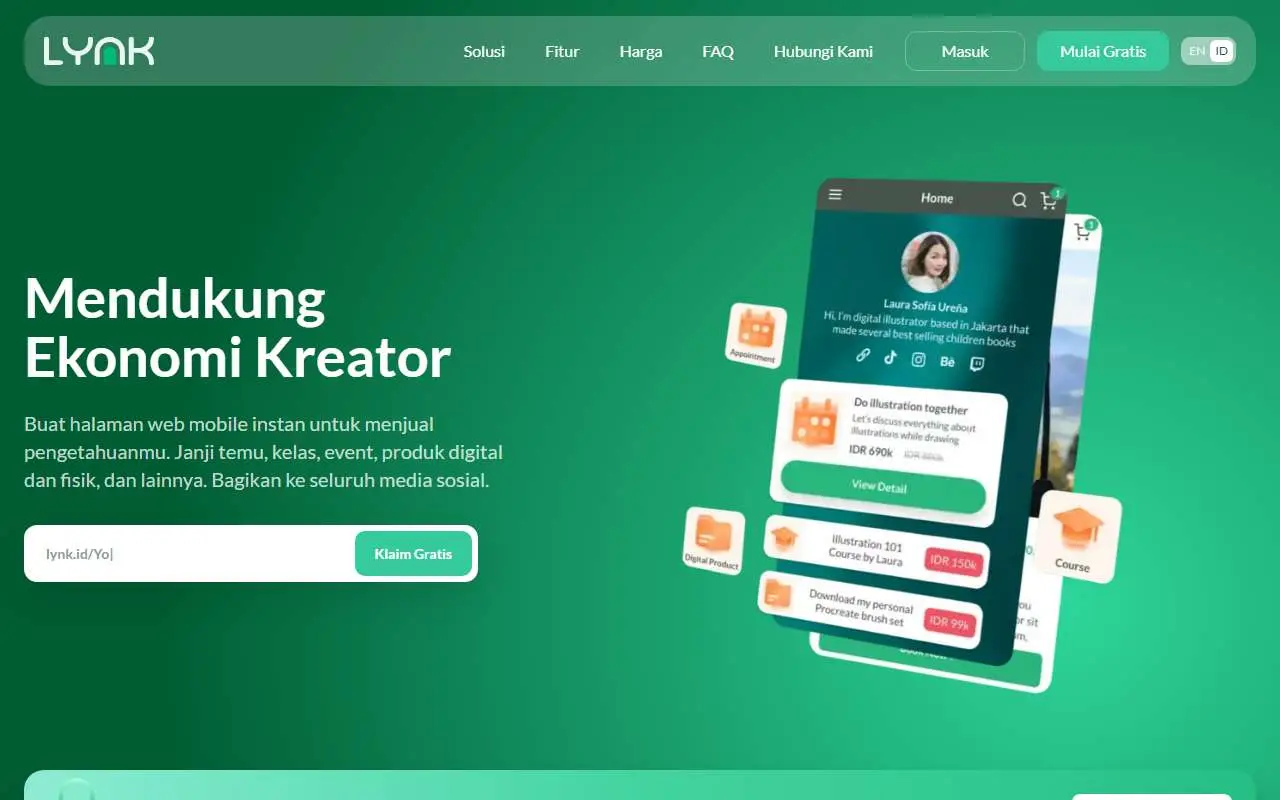 Tampilan website resmi Lynk.id (lynk.id)