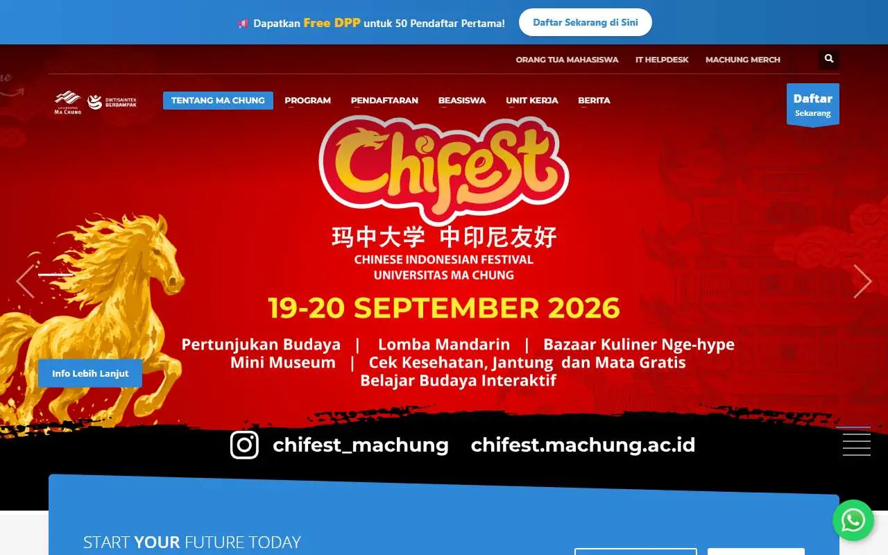Tampilan website resmi Universitas Ma Chung (machung.ac.id)