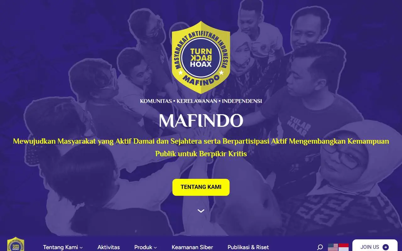 Tampilan website resmi Mafindo (mafindo.or.id)