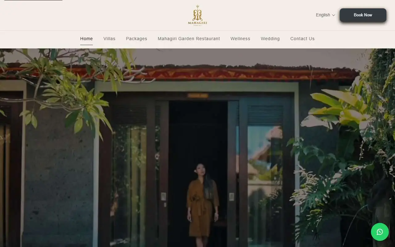 Tampilan website resmi Mahagiri Villas Sanur (mahagirivillassanur.com)