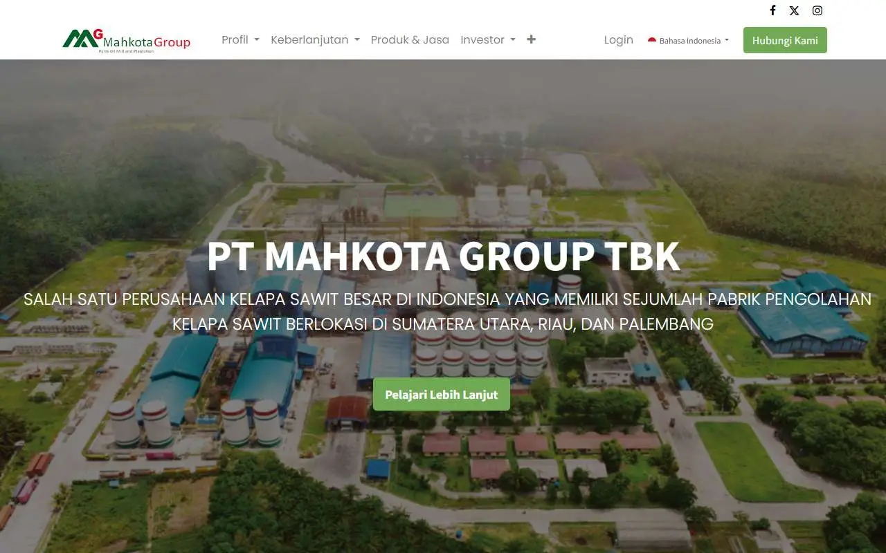 Tampilan website resmi Mahkota Group (mahkotagroup.com)