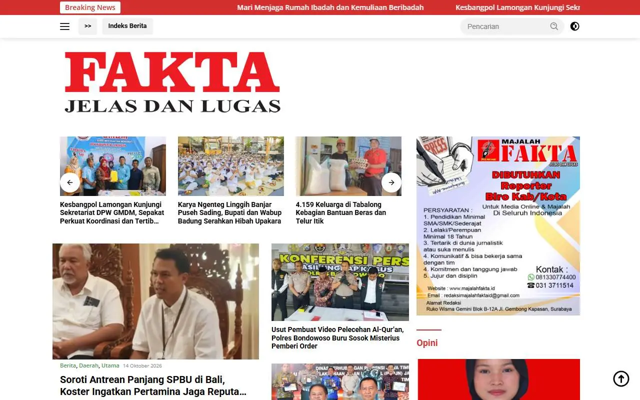 Tampilan website resmi Majalahfakta (majalahfakta.id)