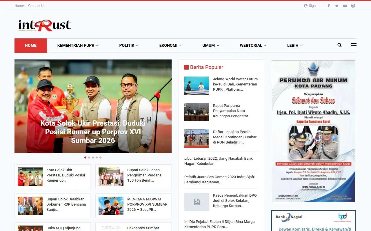 Tampilan website resmi Majalah Intrust (majalahintrust.com)