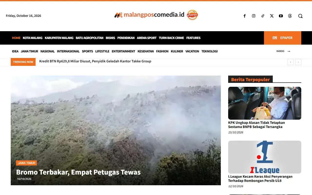 Tampilan website resmi Malang Posco Media (malangposcomedia.id)