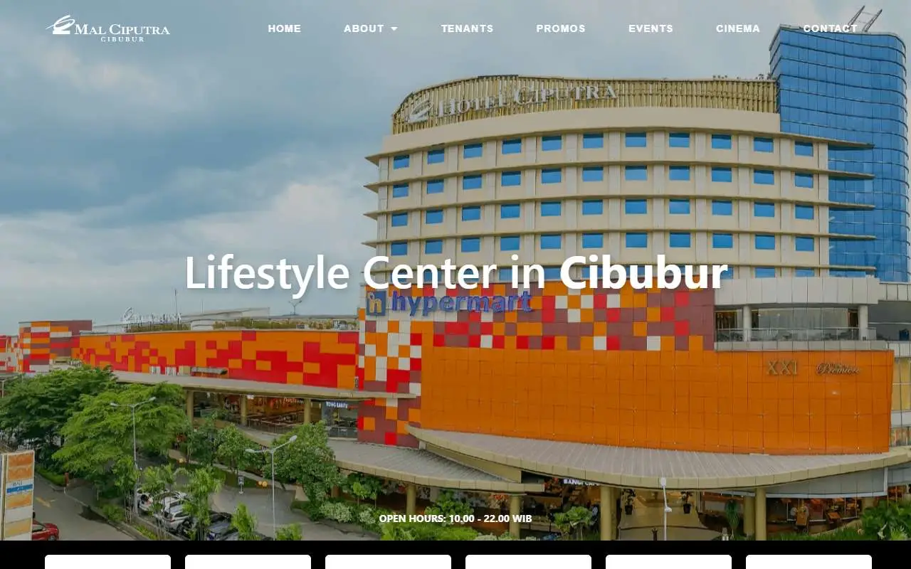 Tampilan website resmi Mal Ciputra Cibubur (malciputracibubur.com)