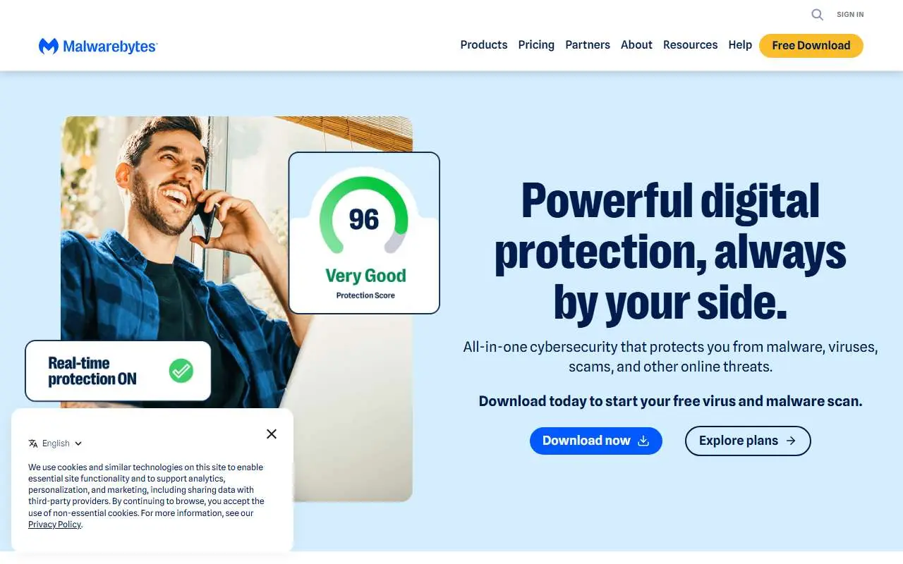 Tampilan website resmi Malwarebytes (malwarebytes.com)