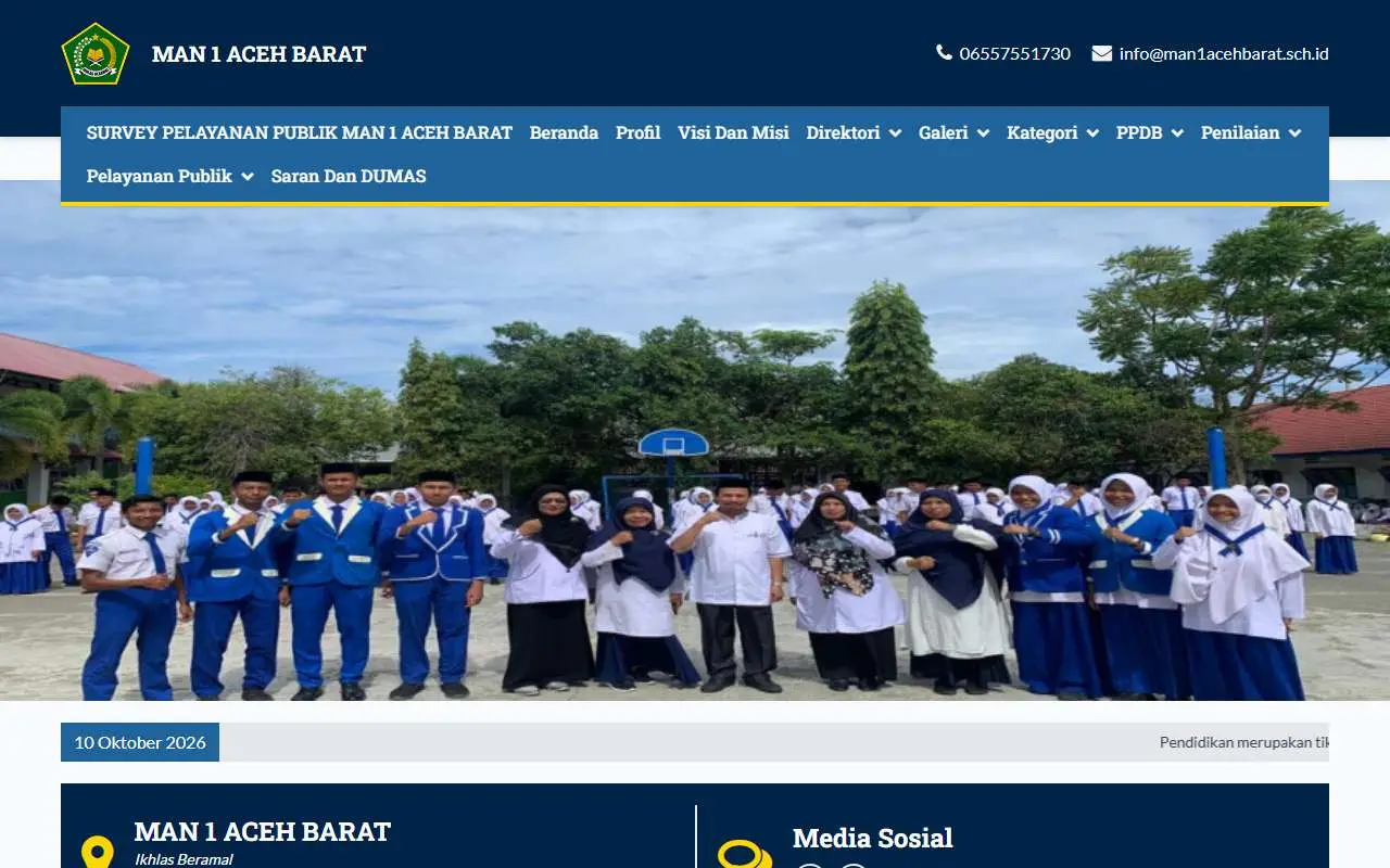 Tampilan website resmi MAN 1 Aceh Barat (man1acehbarat.sch.id)
