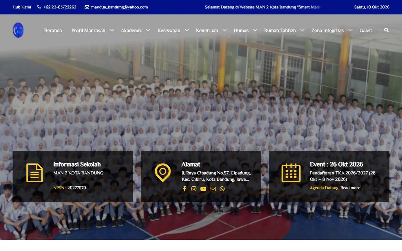 Tampilan website resmi MAN 2 Bandung (man2kotabandung.sch.id)