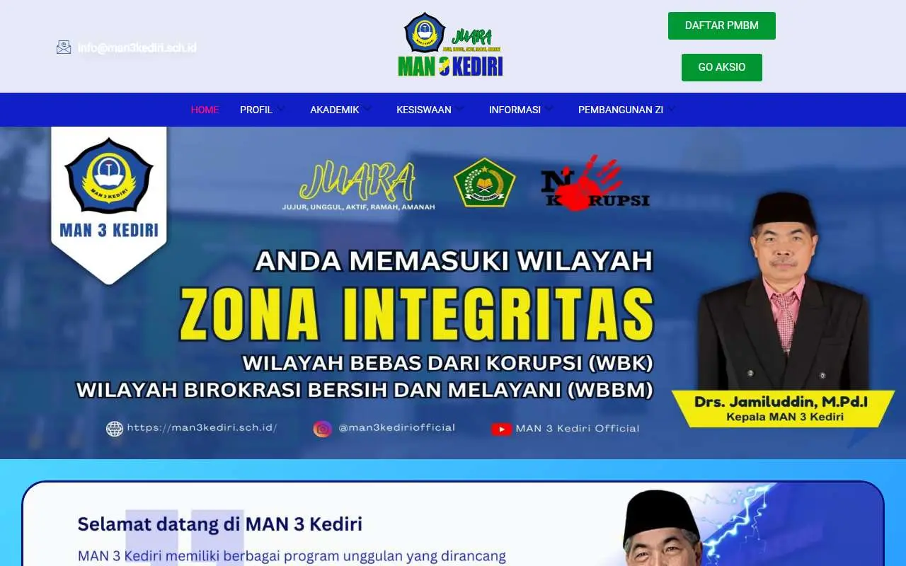 Tampilan website resmi MAN 3 Kediri (man3kediri.sch.id)