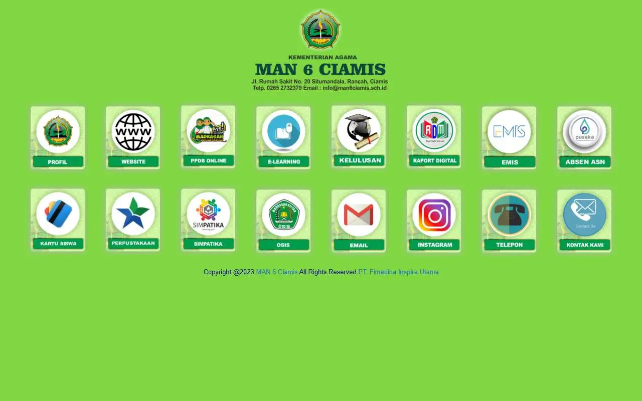 Tampilan website resmi MAN 6 Ciamis (man6ciamis.sch.id)