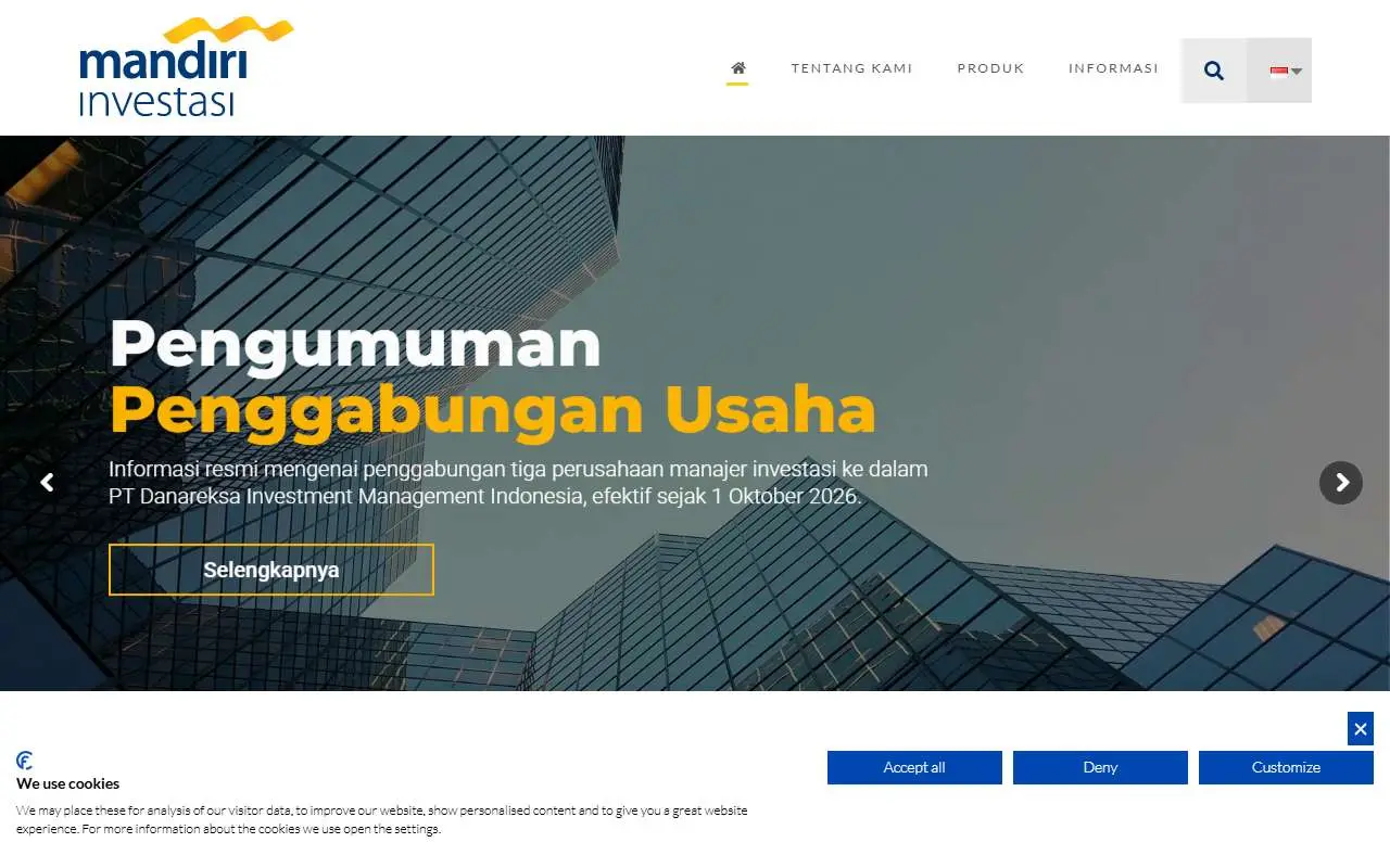 Tampilan website resmi Mandiri Manajemen Investasi (mandiri-investasi.co.id)