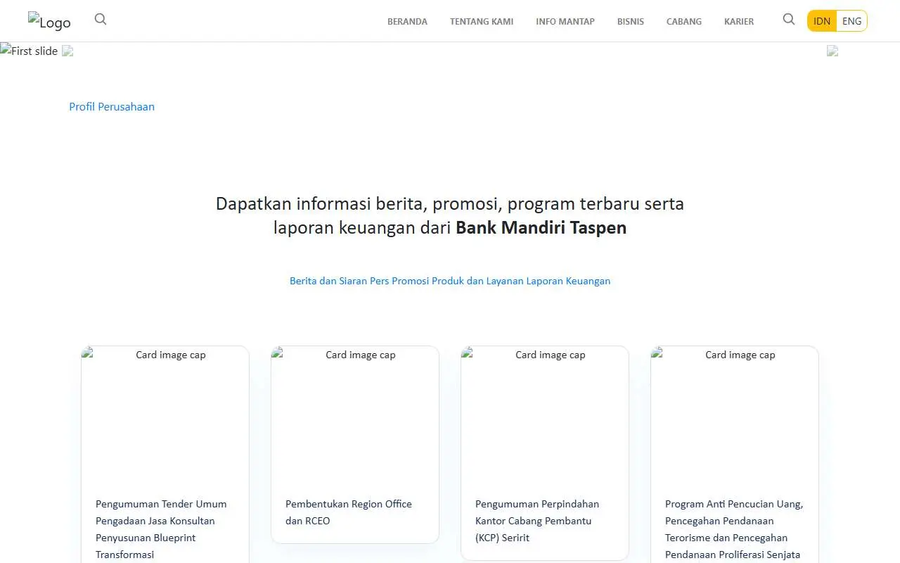 Tampilan website resmi Bank Mandiri Taspen (bankmandiritaspen.co.id)