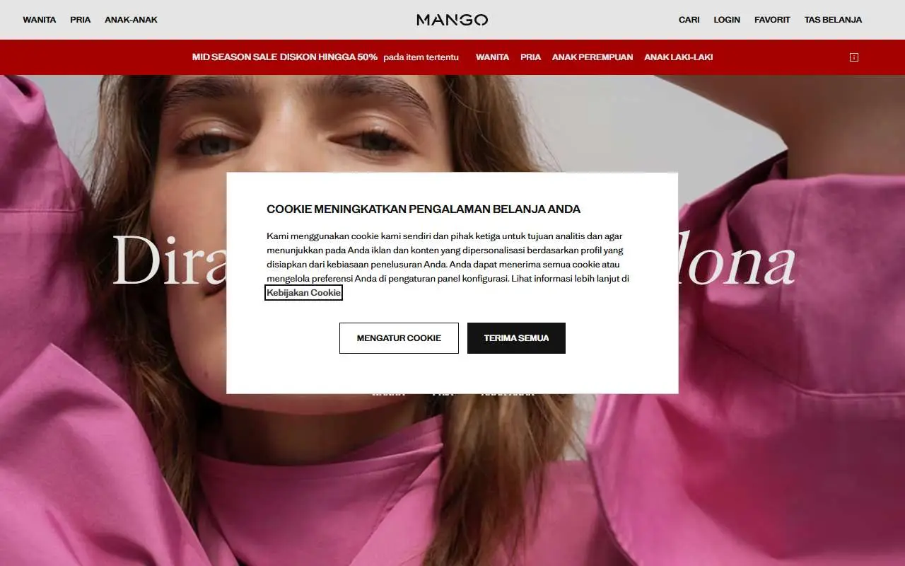Tampilan website resmi Mango (mango.com)