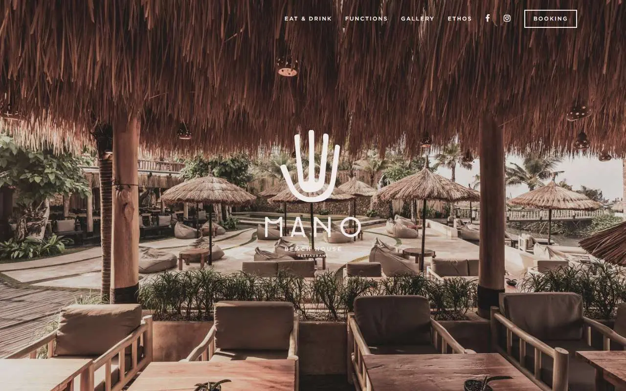 Tampilan website resmi Mano Beach House (manobali.com)