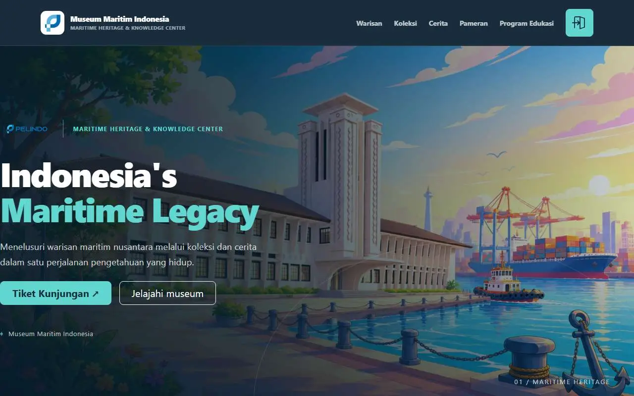Tampilan website resmi Indonesian Maritime Museum (maritimemuseum.id)