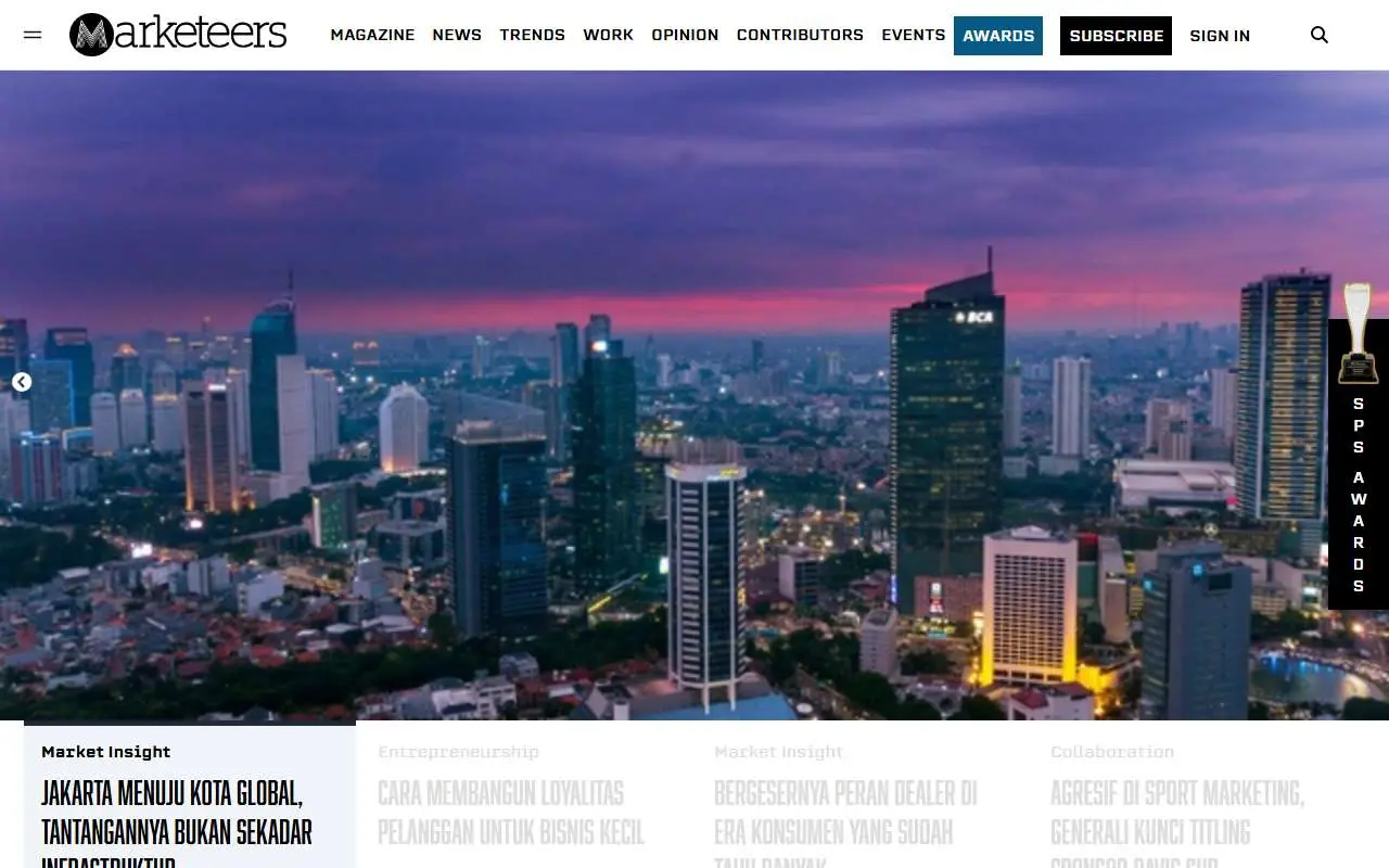 Tampilan website resmi Marketeers (marketeers.com)