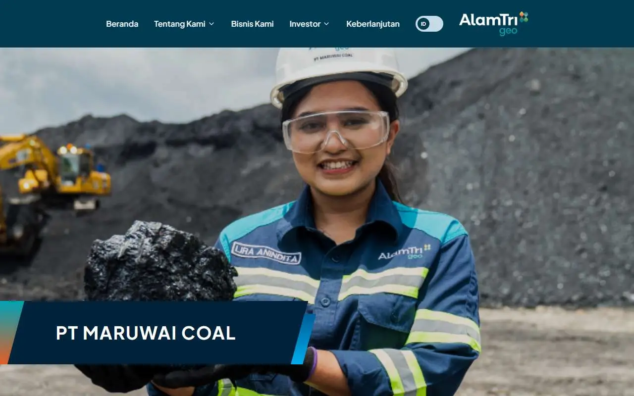 Tampilan website resmi Maruwai Coal (maruwaicoal.id)