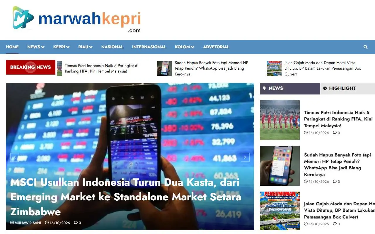 Tampilan website resmi Marwah Kepri (marwahkepri.com)