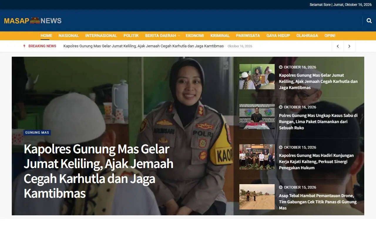 Tampilan website resmi Masap News (masapnews.com)