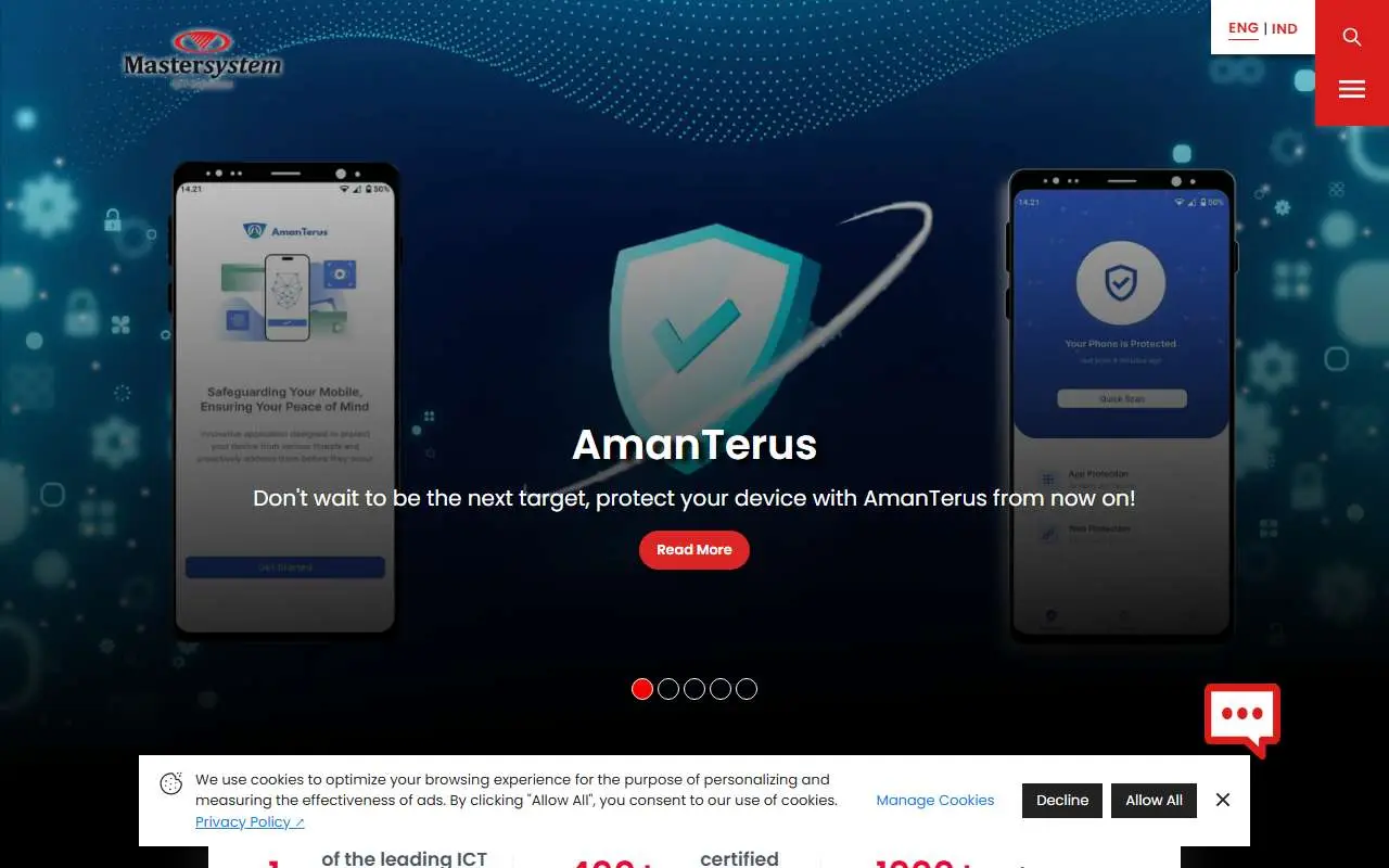 Tampilan website resmi Mastersystem Infotama (mastersystem.co.id)