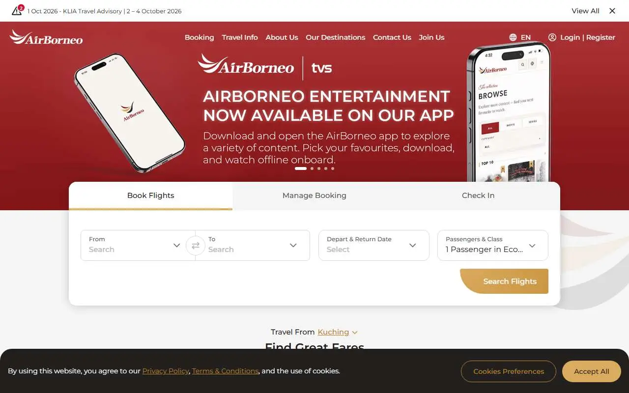 Tampilan website resmi MASwings (AirBorneo) (airborneo.com)