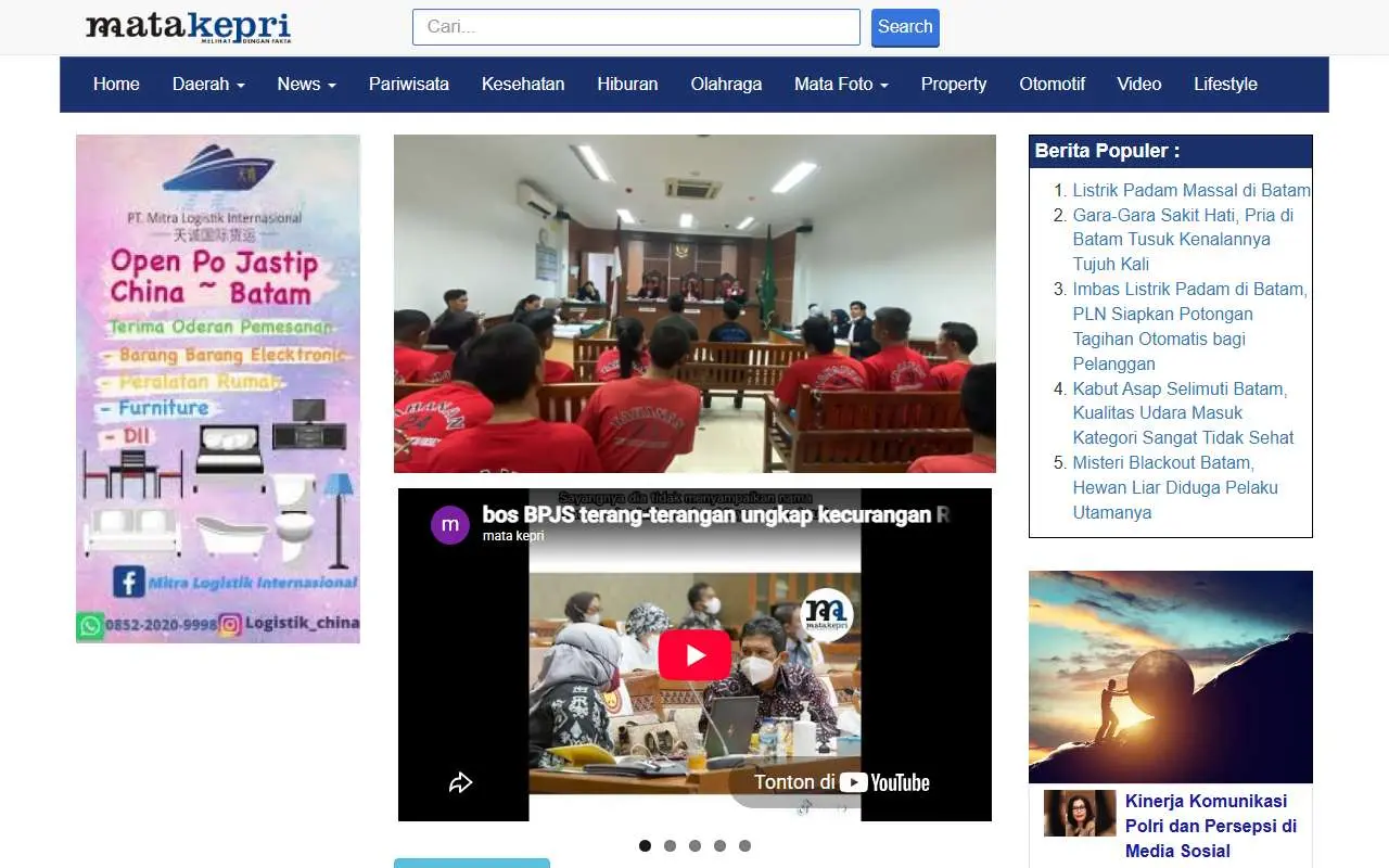 Tampilan website resmi Mata Kepri (matakepri.co.id)