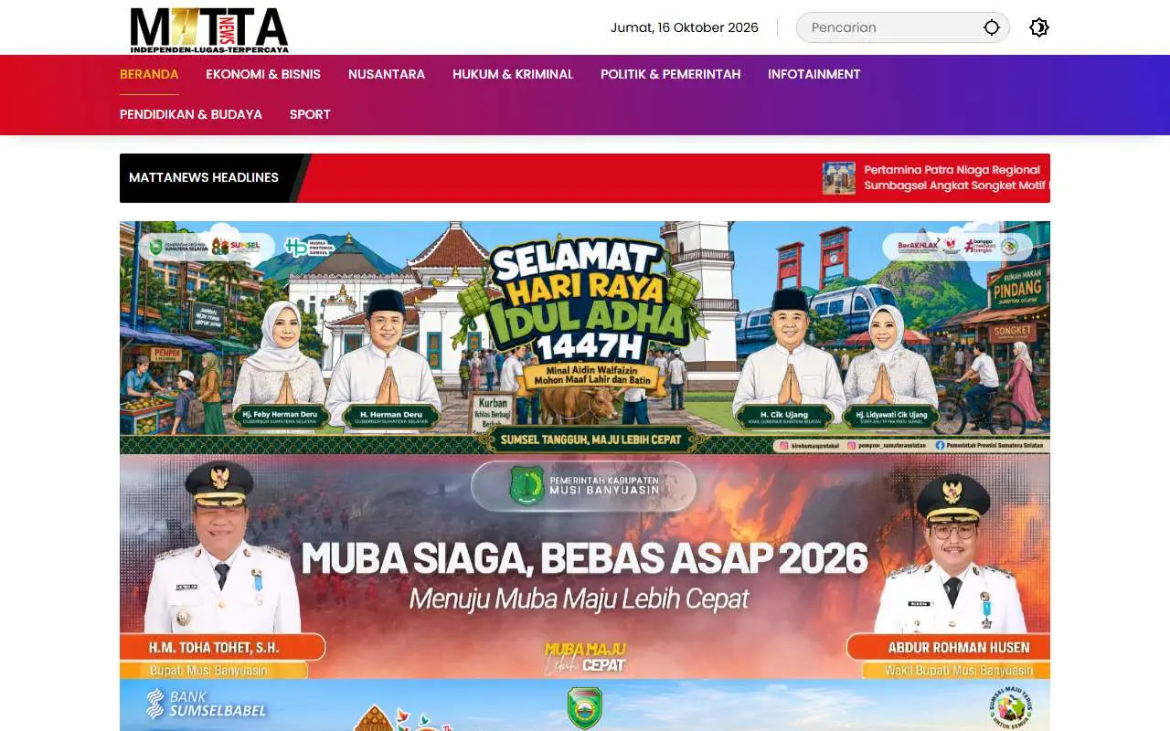 Tampilan website resmi Mattanews (mattanews.co)