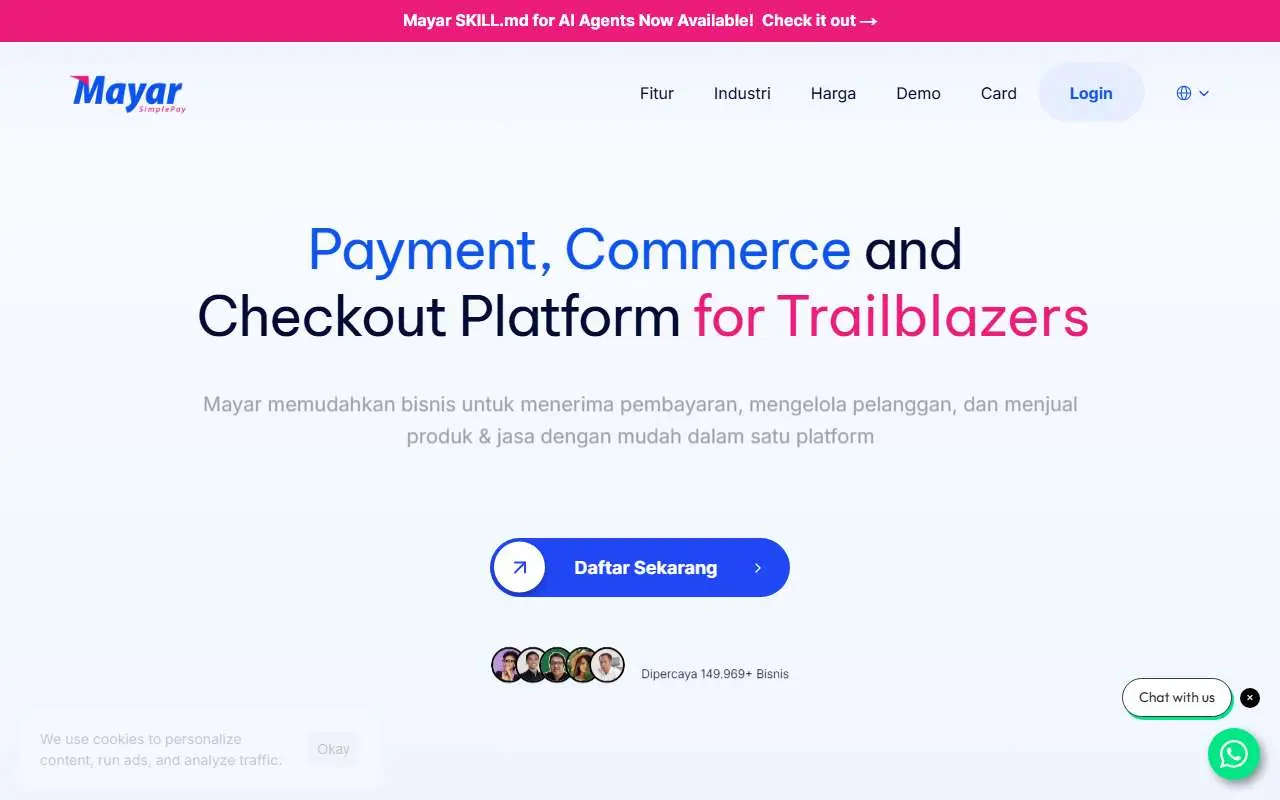 Tampilan website resmi Mayar (mayar.id)