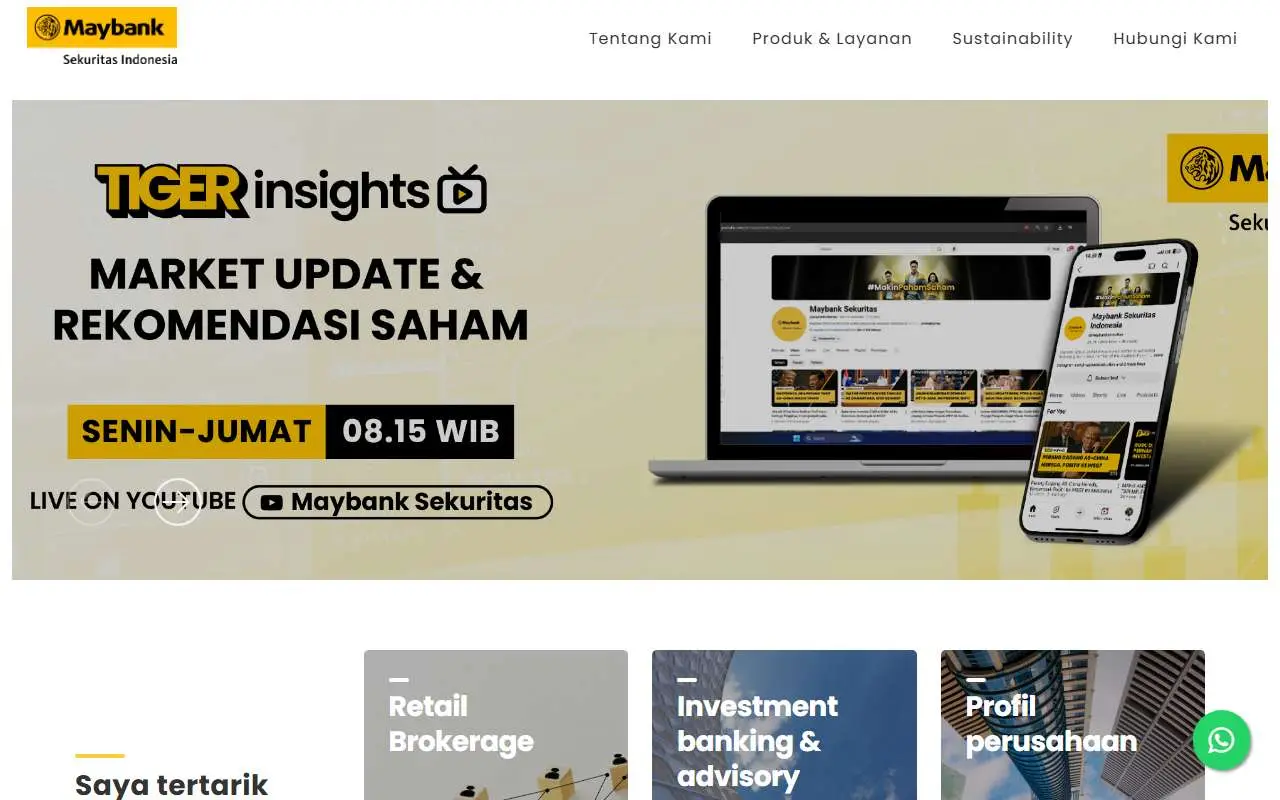 Tampilan website resmi Maybank Sekuritas Indonesia (maybank-ke.co.id)