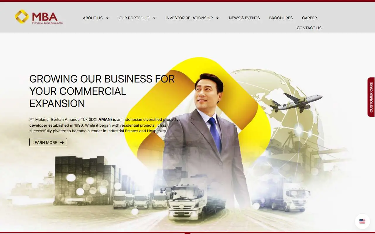 Tampilan website resmi Makmur Berkah Amanda (mbagroup.id)