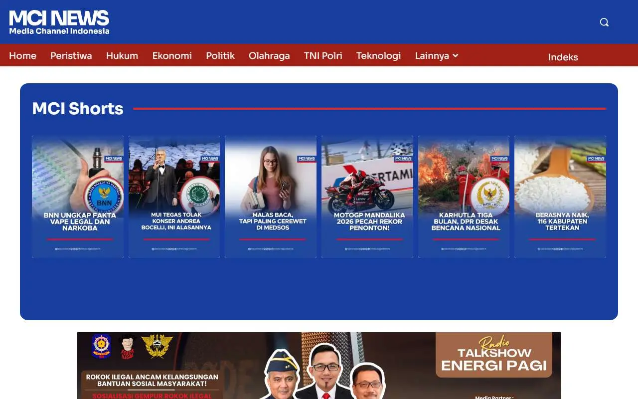 Tampilan website resmi MCINews (mcinews.id)