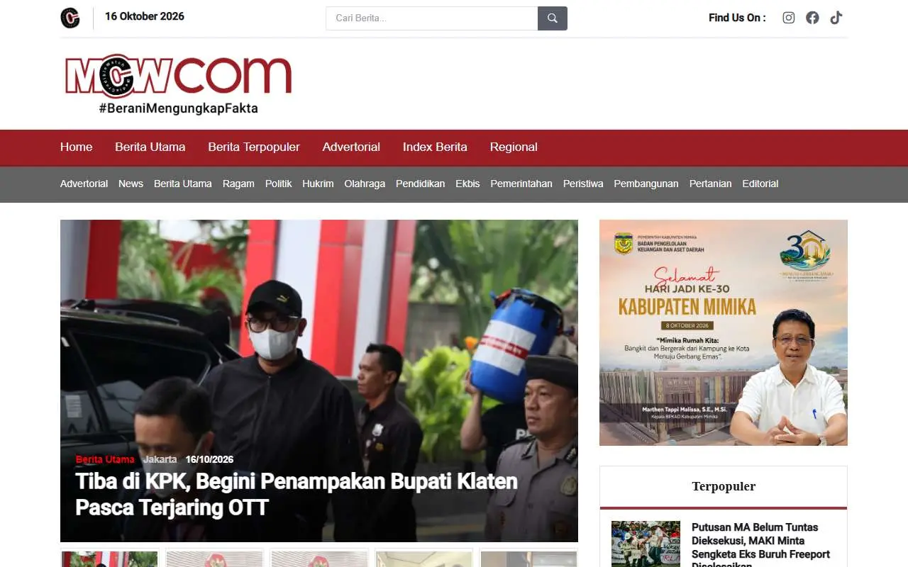 Tampilan website resmi Mcwnews (mcwnews.com)