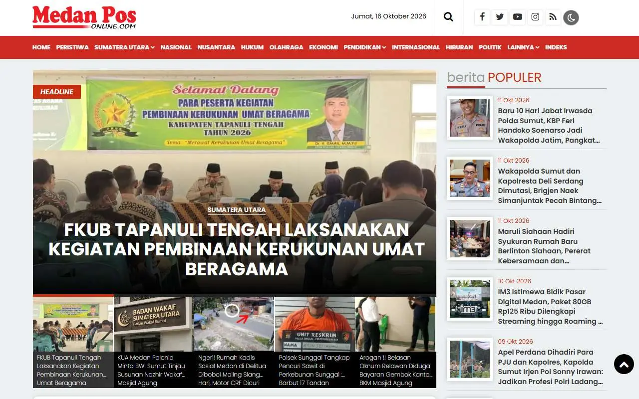 Tampilan website resmi Medan Pos Online (medanposonline.com)